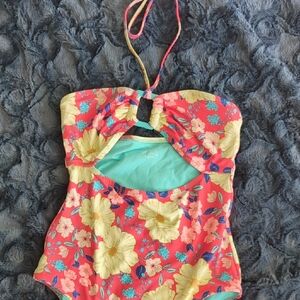 Aerie Floral One Piece - Pink and Yellow